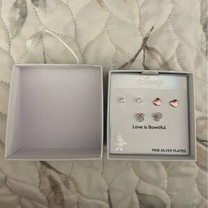Kohl's Disney Silver and Rose Gold Earrings Set